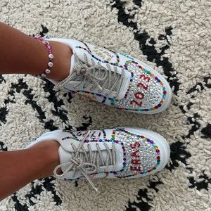 Homemade Taylor Swift themed ERAS tour shoes.